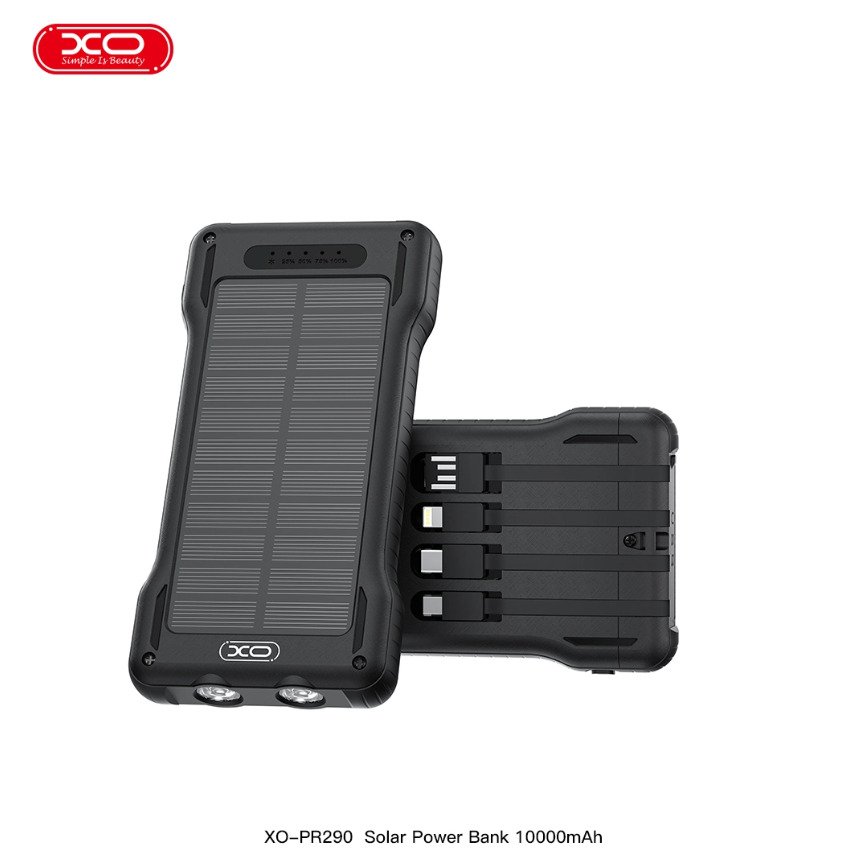 POWERBANK SOLAR XO-PR290 10000MAH CON CABLES INTEGRADOS